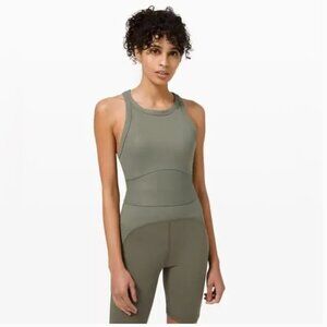 Lululemon Crop Tank Top Blissful Bend Olive Green size 0‎ Racerback W1CP2S